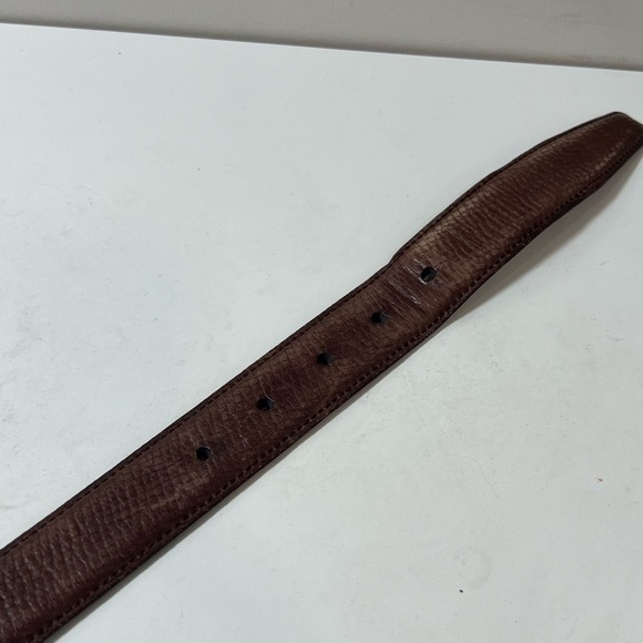 Coach Men's Brown Leather Belt Size 32w Brown Woven Texture - Picture 10 of 10